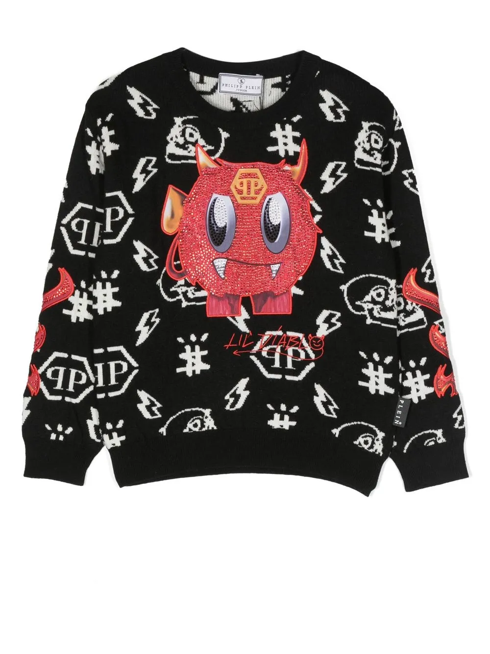 

Philipp Plein Junior monogram-intarsia-knit jumper - Black