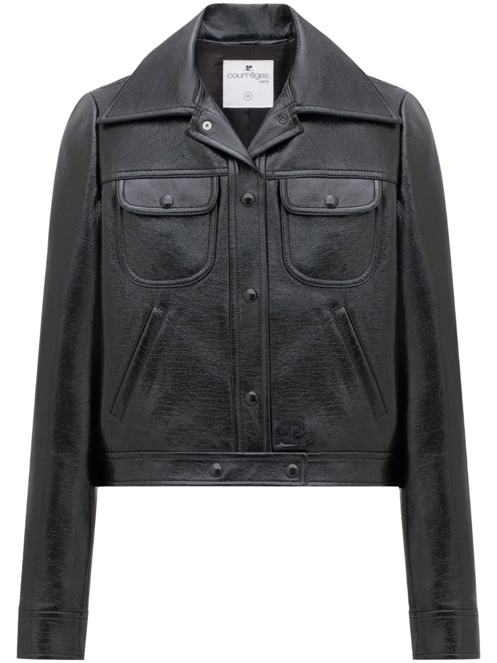 Shop Courrèges Long-sleeve Biker Jacket In Schwarz