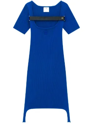 Patou cable-knit gold-button Mini Dress | Green | FARFETCH JO