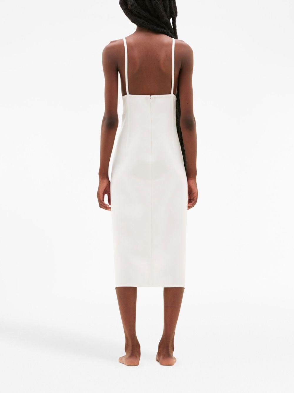 Shop Courrèges Logo-patch Sleeveless Midi Dress In Weiss