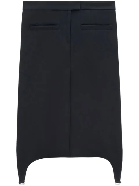 Courrèges falda midi de sarga con tirantes