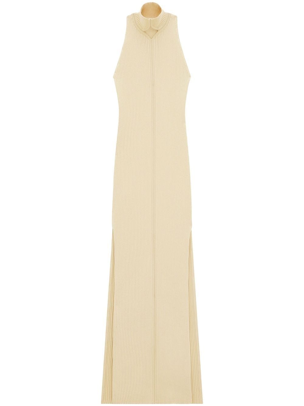 Courrèges Cutout Ribbed-knit Maxi Dress In 中性色