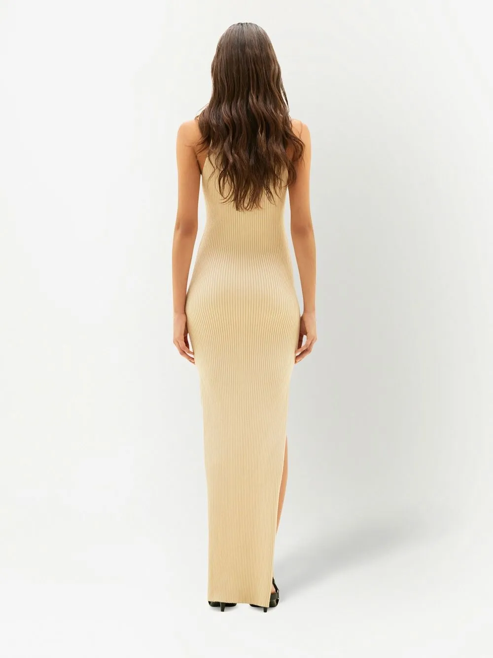 Shop Courrèges Cut-out Ribbed Midi Dress In 中性色