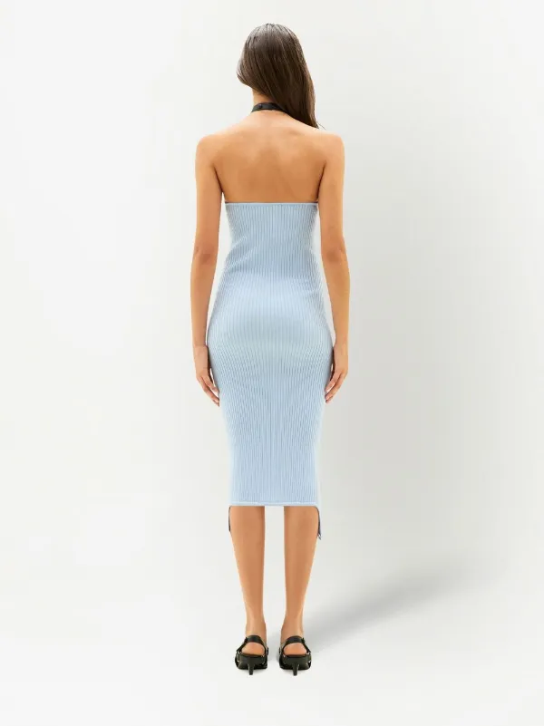 Courrges maille bretelles rib knit Dress - Blue Courrges maille bretelles rib knit Dress - Blue
