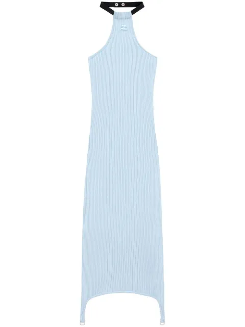 Courrèges vestido tejido de canalé con cuello halter