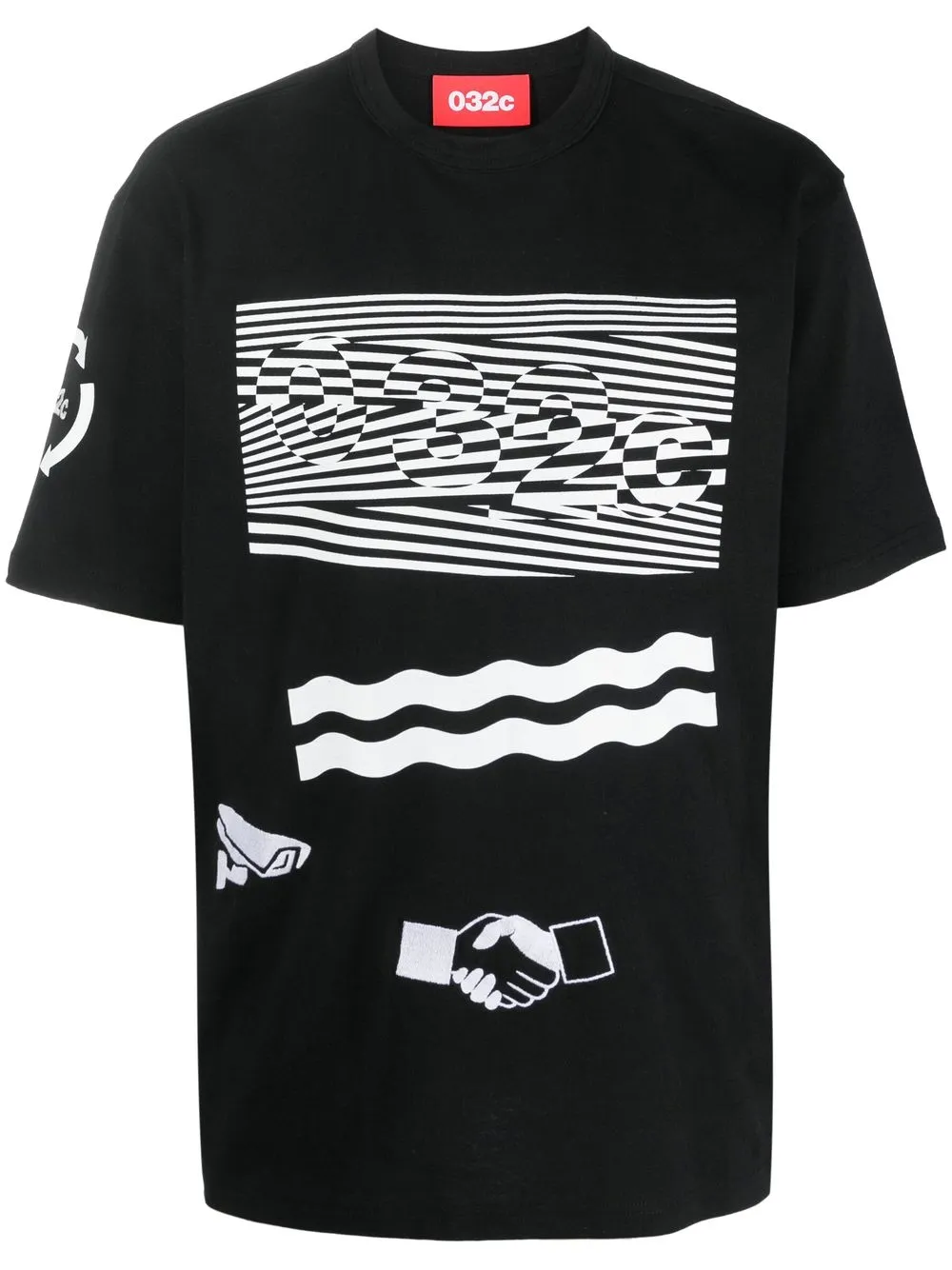 

032c playera con estampado gráfico - Negro