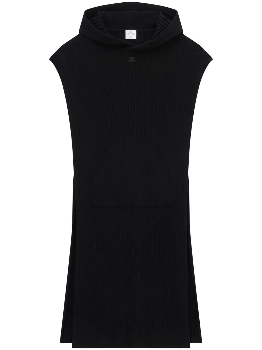 Courrèges ribbed-knit sleeveless hoodie | Black | Image 1