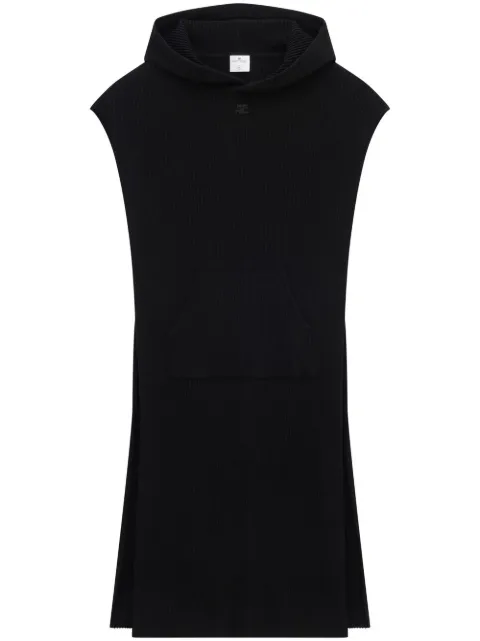 Courrèges ribbed-knit sleeveless hoodie