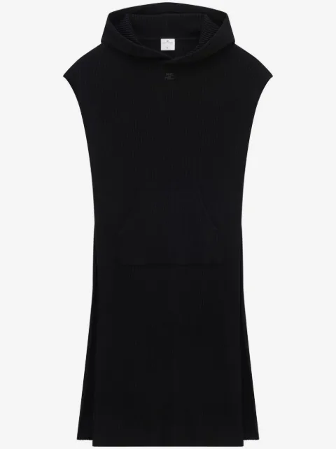Courrèges ribbed-knit sleeveless hoodie