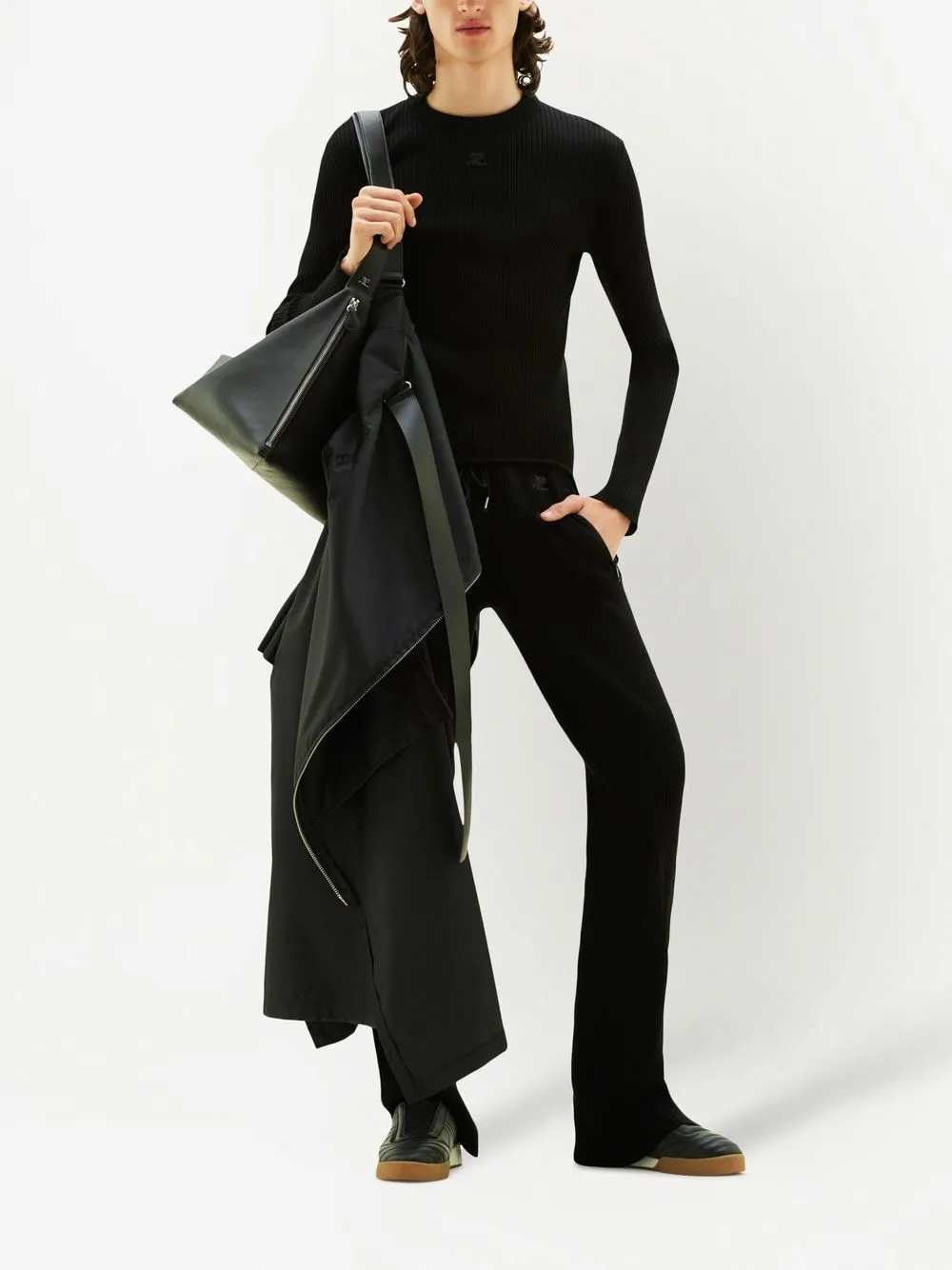 Courrèges Ribgebreide broek - Zwart