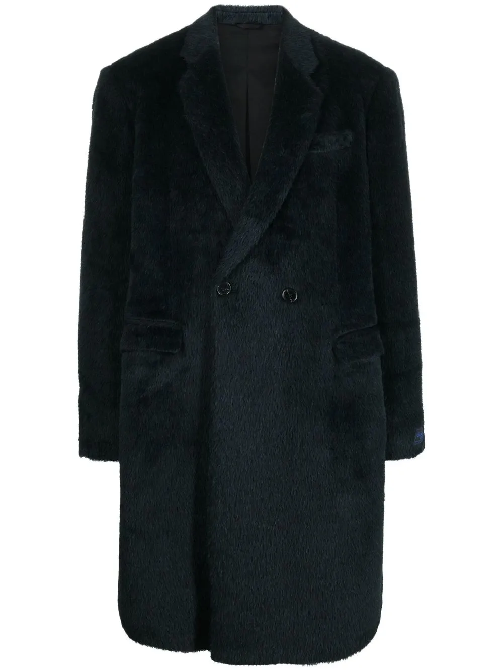 

Raf Simons logo-patch double-breasted coat - Blue