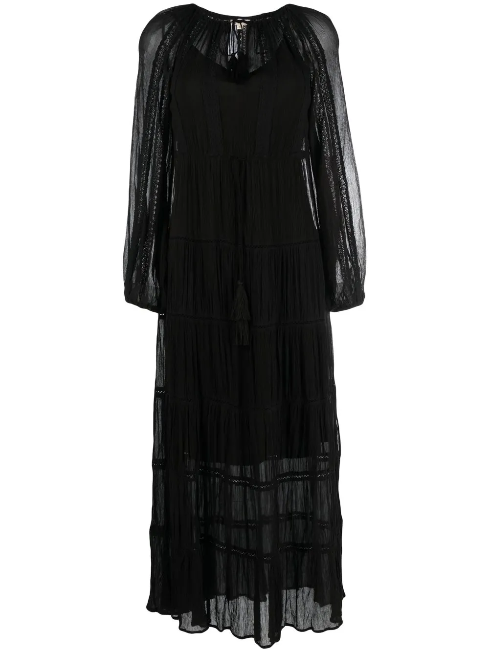 

Gold Hawk lace-trim tiered midi dress - Black
