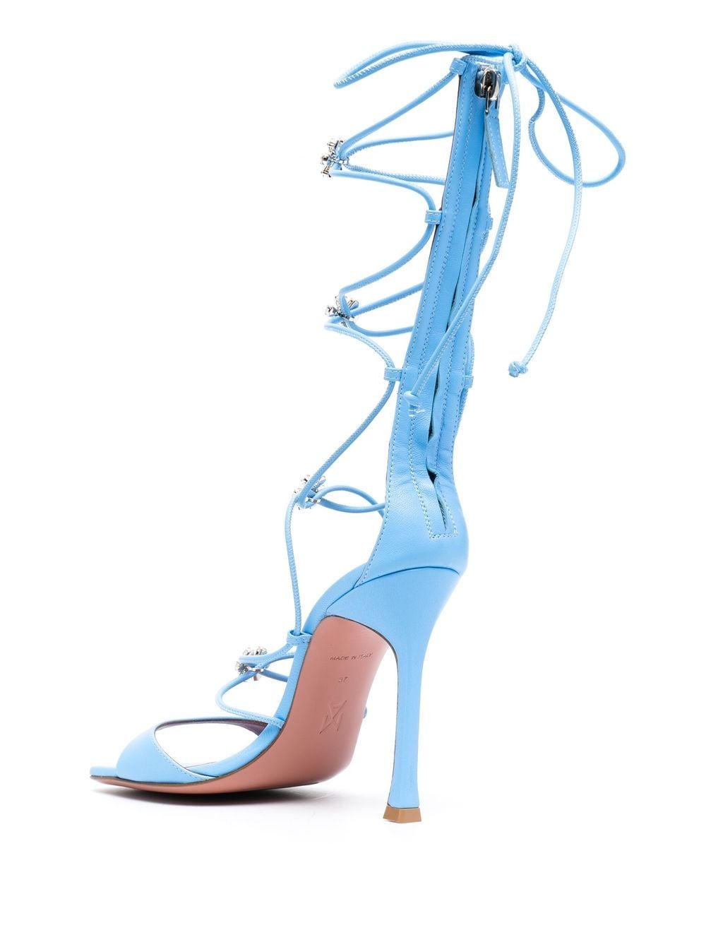 Shop Amina Muaddi Daisy Strappy Sandals In Blue