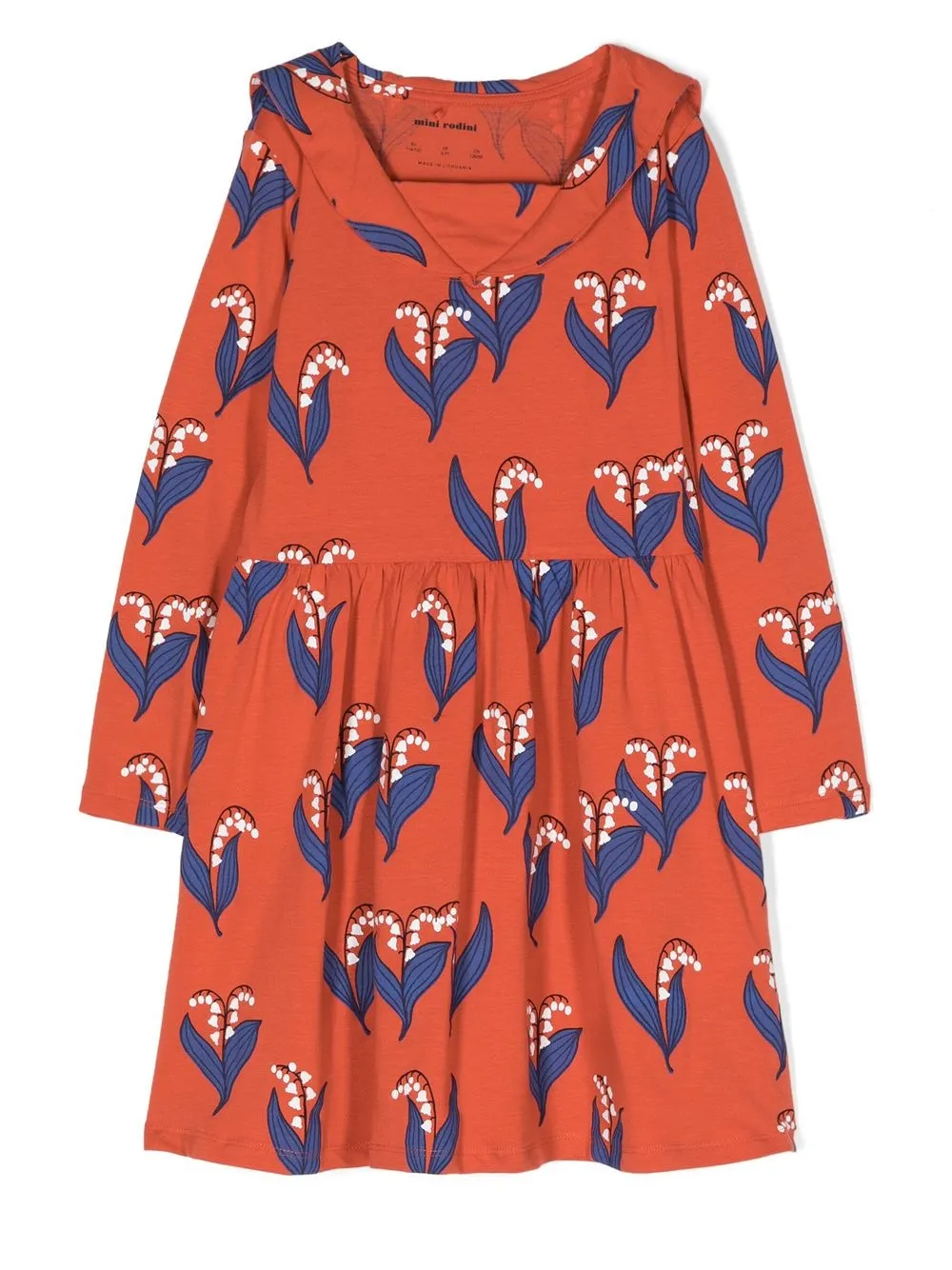 

Mini Rodini vestido manga larga con estampado gráfico - Rojo