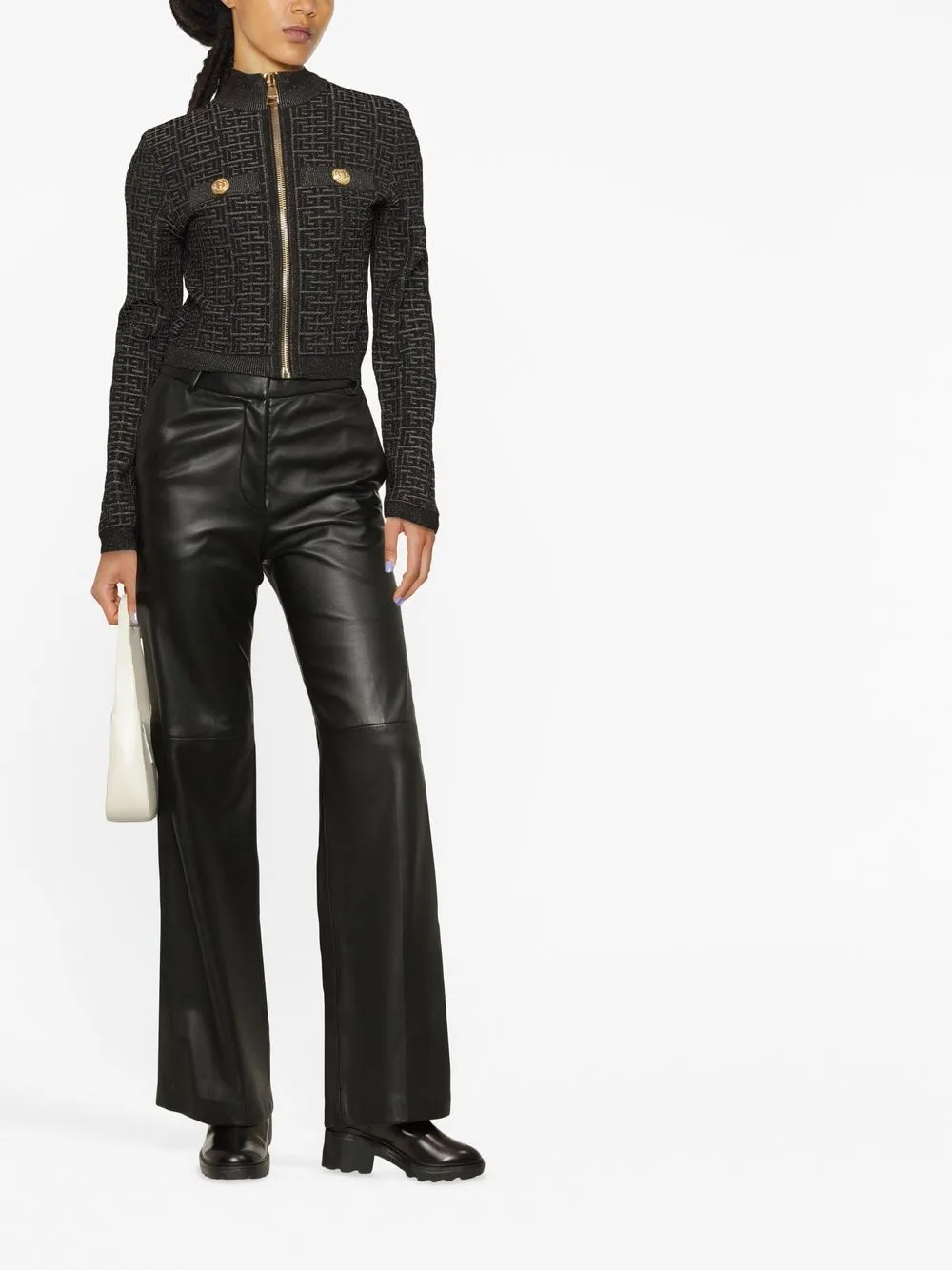 Balmain Cropped bomberjack - Zwart