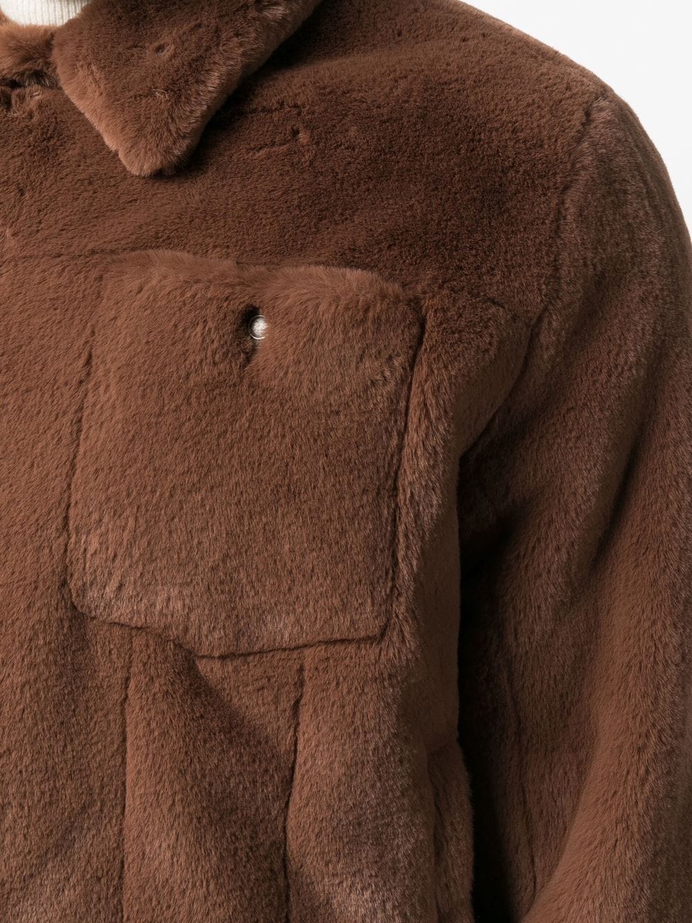 Shop Saint Laurent Faux-fur Denim Jacket In Brown