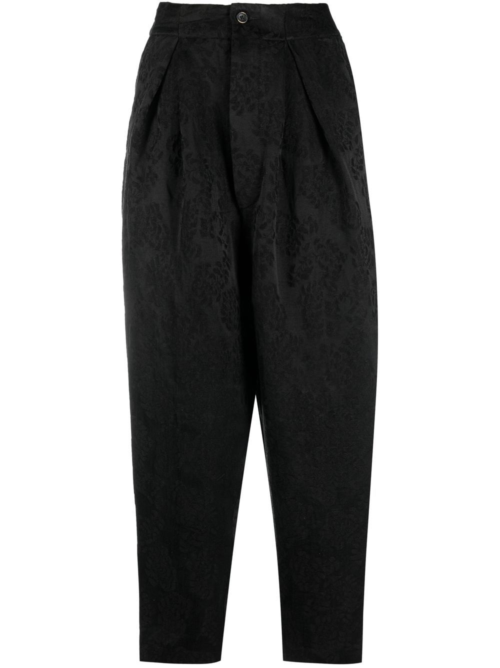 jacquard pleated tapered trousers