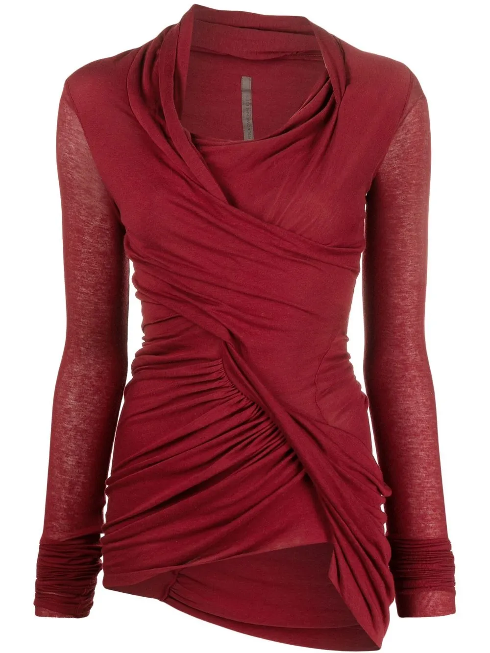 

Rick Owens asymmetric draped long-sleeve top - Red