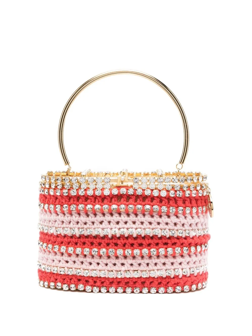 Rosantica crystal-embellished open-knit tote bag - Pink