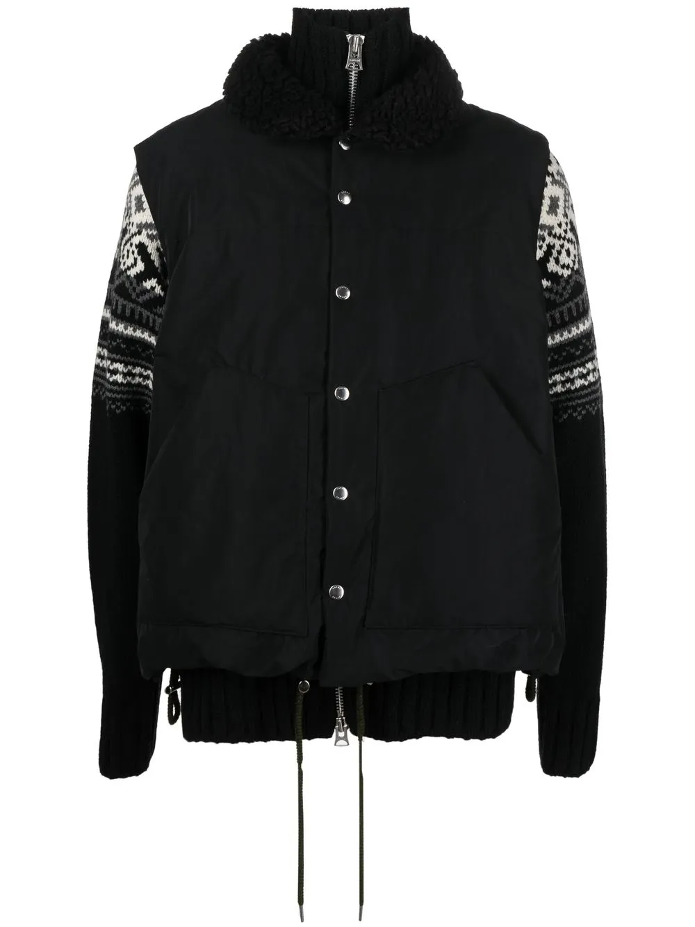 

sacai intarsia-knit padded jacket - Black