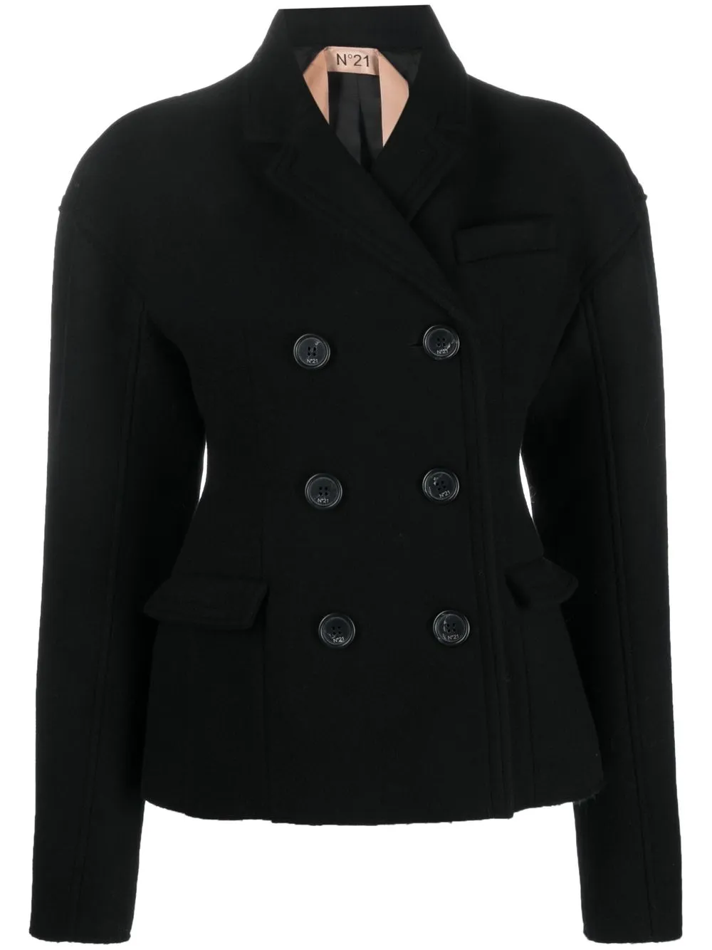 

Nº21 corset-waist double-breasted jacket - Black