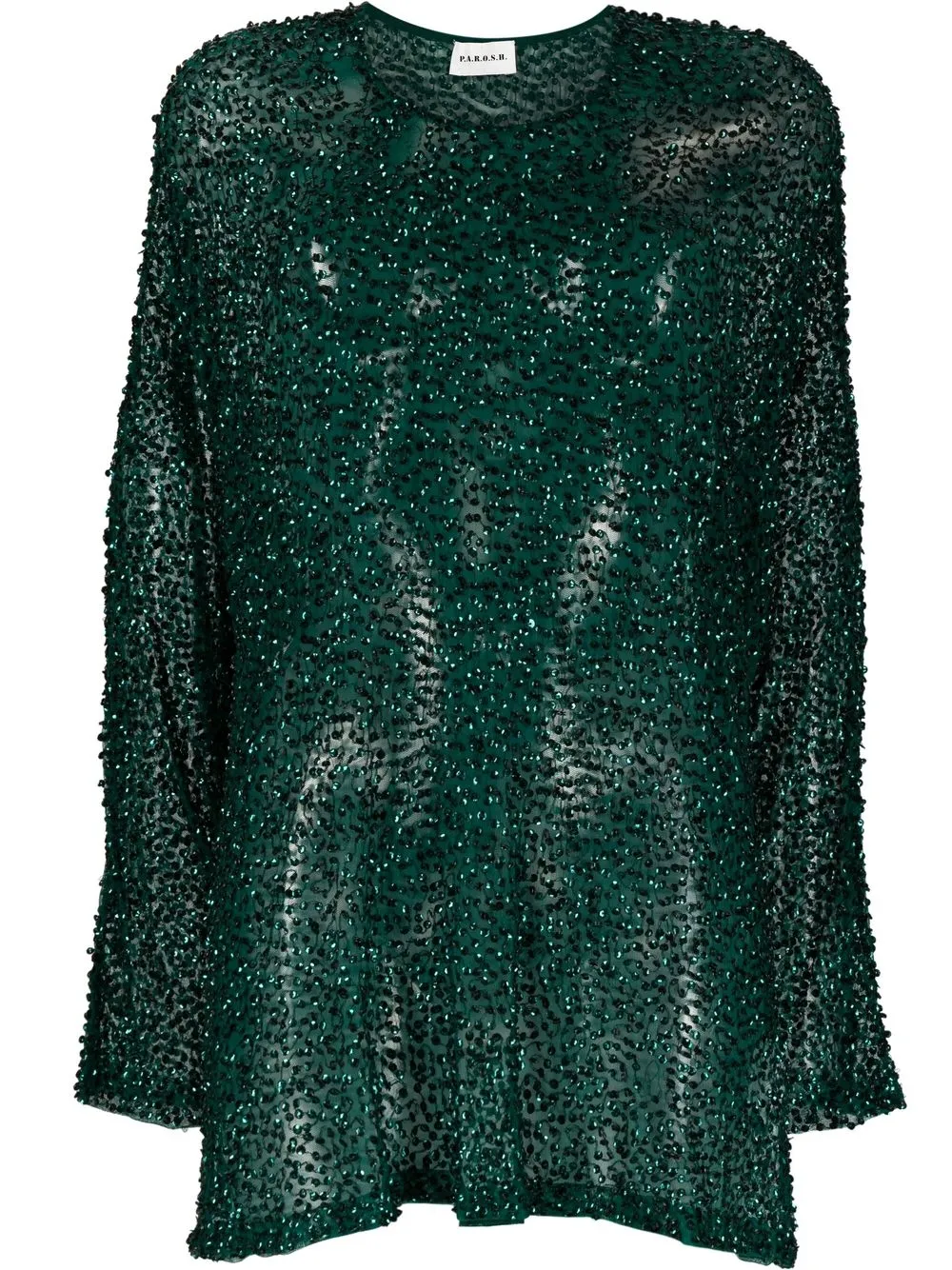 

P.A.R.O.S.H. sequin-embellished sheer dress - Green