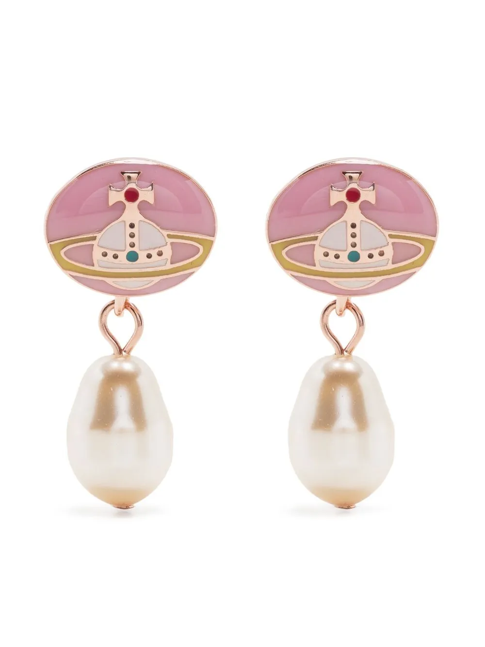 

Vivienne Westwood Orb-plaque pearl-drop earrings - Pink