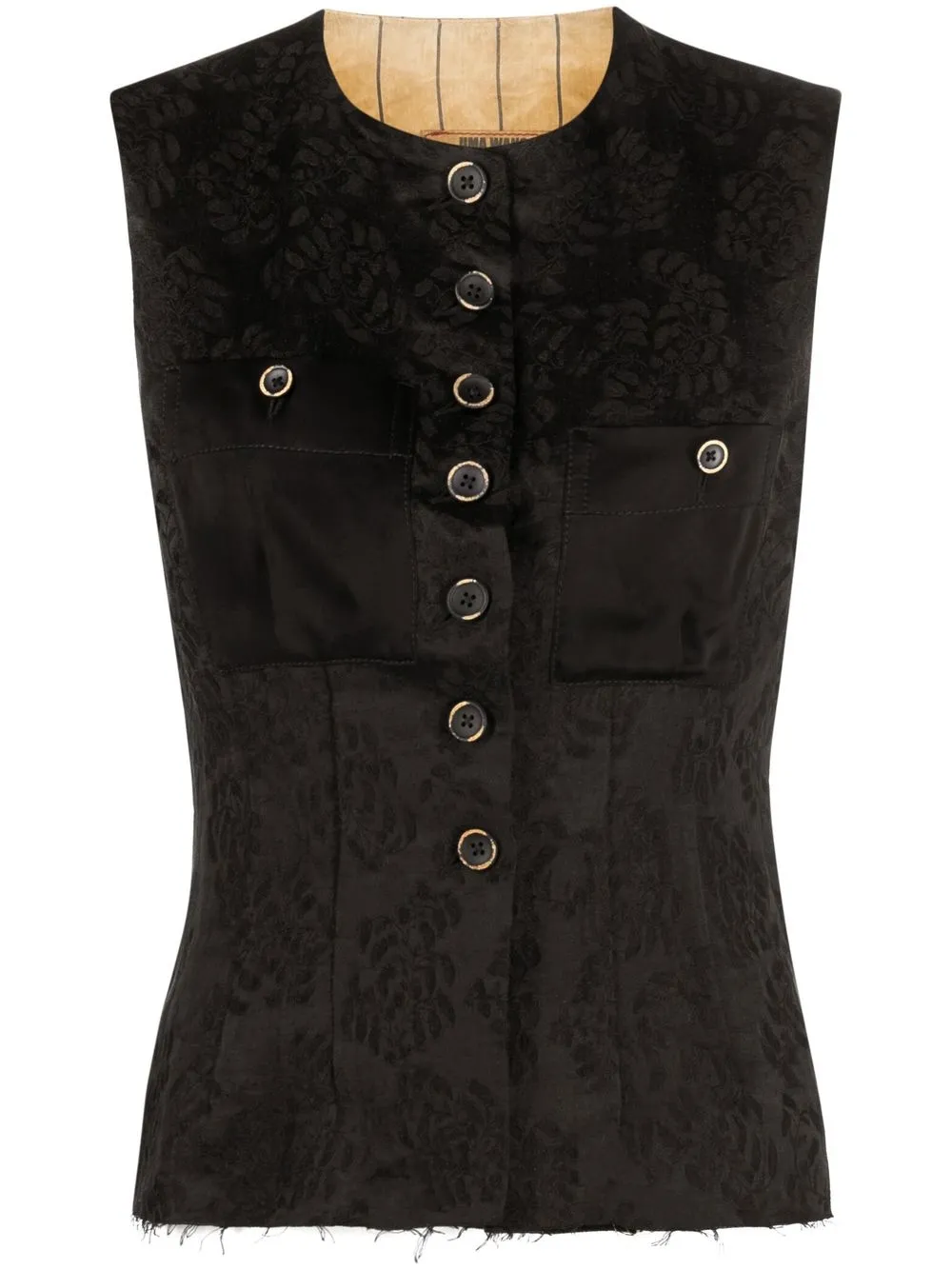 

Uma Wang panelled floral-jacquard vest - Black