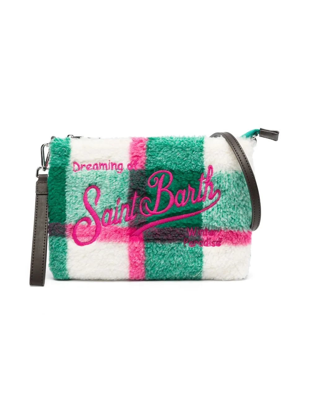 

MC2 Saint Barth Kids Parisienne fleece logo-embroidered clutch - Green