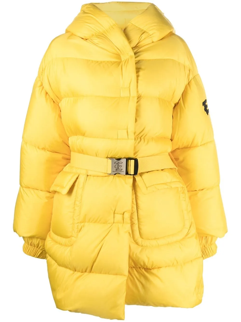 

Ermanno Scervino hooded belted padded coat - Yellow