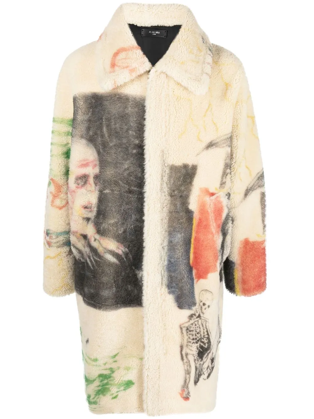 

AMIRI graphic-print shearling coat - Neutrals