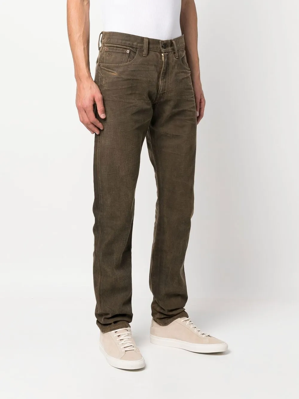 Bleach-Wash Straight-Leg Jeans