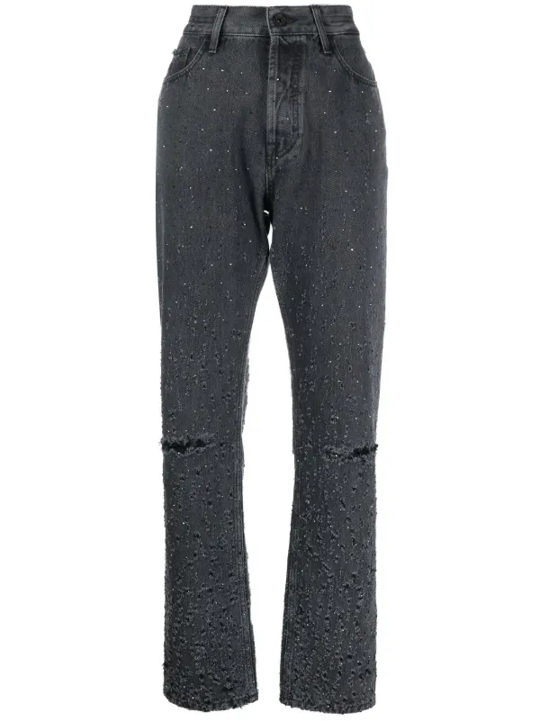 Jacob Cohën Distressed-finish Straight-leg Trousers in Grey