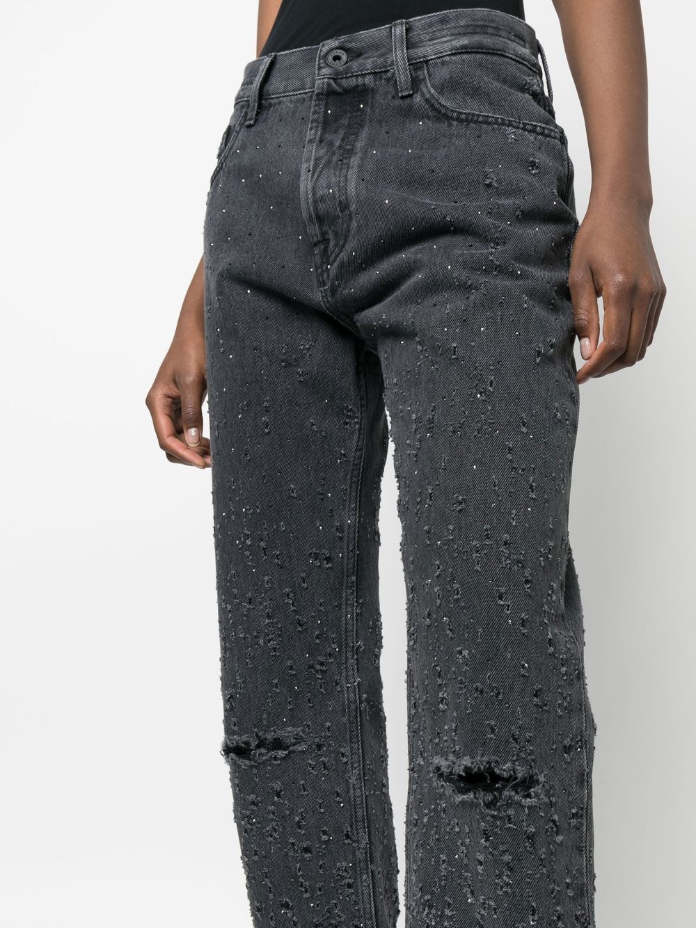 Shop Jacob Cohen Distressed-finish Straight-leg Trousers In 灰色