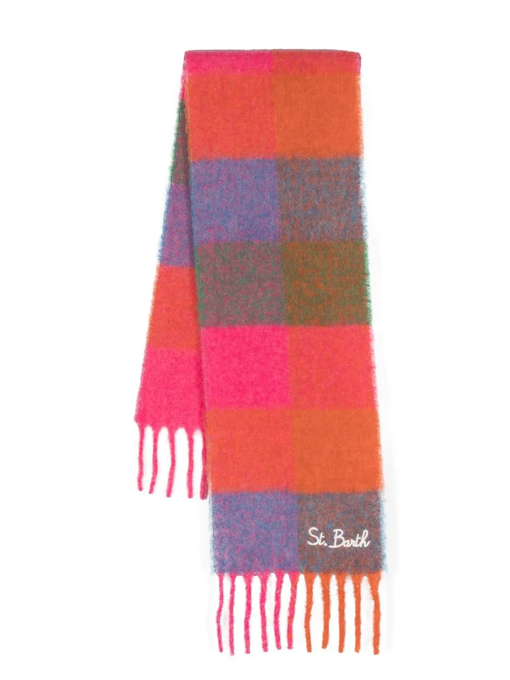 

MC2 Saint Barth bold-check tasseled scarf - Pink