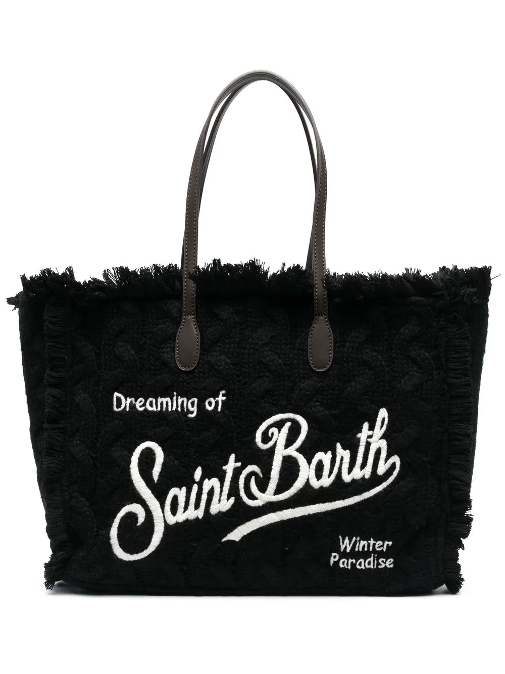 

MC2 Saint Barth cable-knit logo tote bag - Black