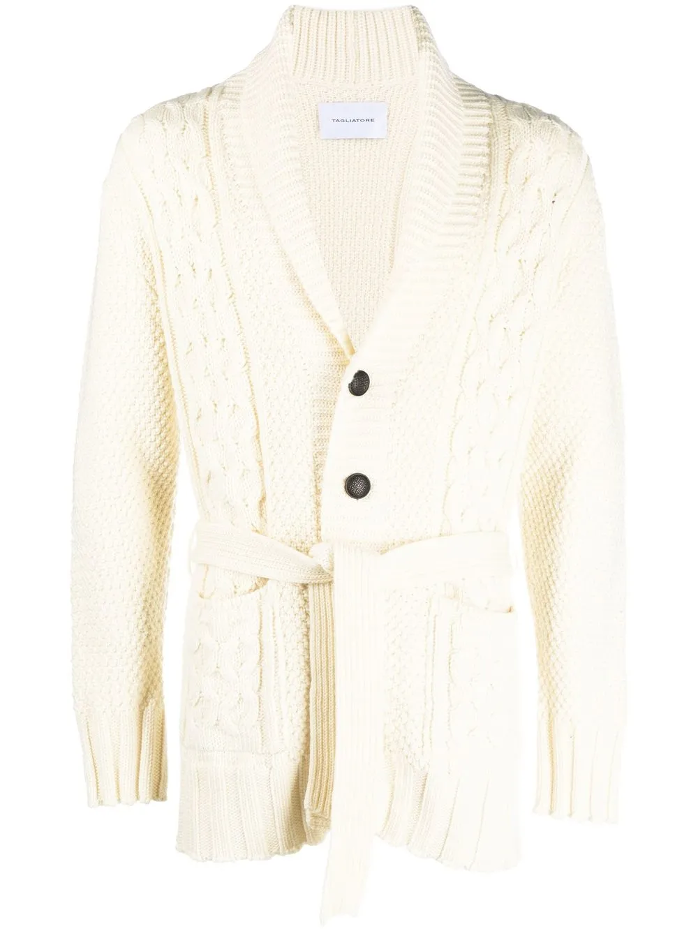 

Tagliatore Aran-knit V-neck cardigan - Neutrals