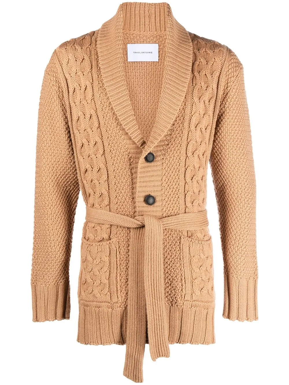 

Tagliatore Aran-knit V-neck cardigan - Neutrals