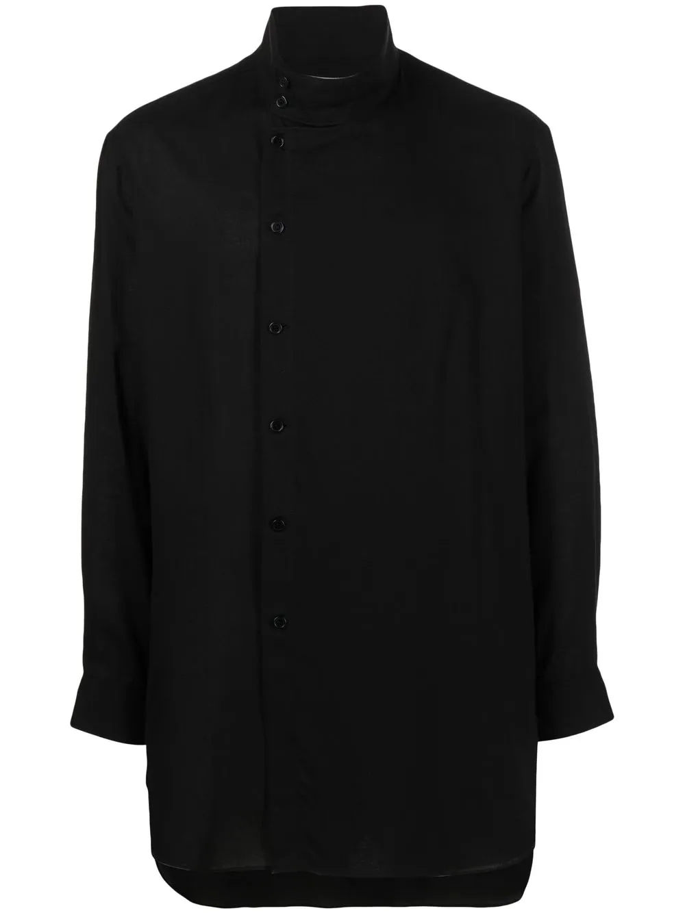 Yohji Yamamoto High-neck Buttoned Long Shirt In Black | ModeSens