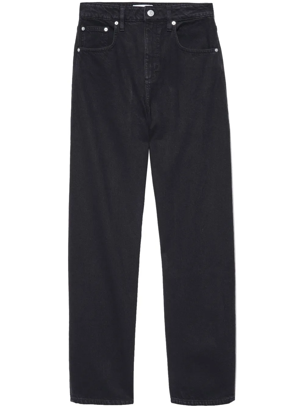 Frame Mid-rise Tapered Trousers In Black