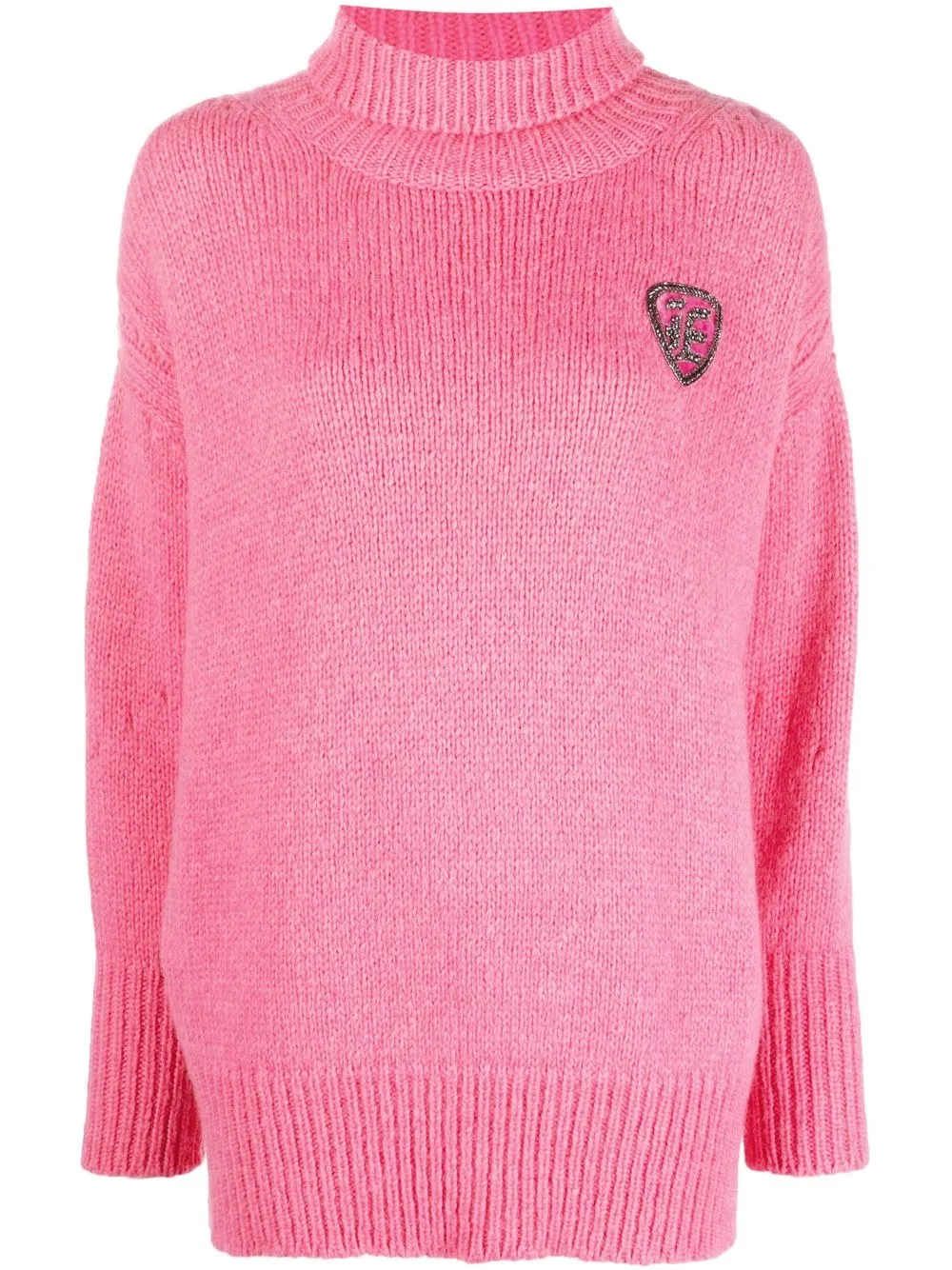 

Ermanno Scervino logo-embellished roll neck jumper - Pink