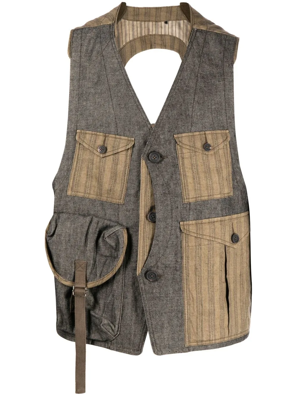 

Ziggy Chen rear-tie patchwork waistcoat - Black