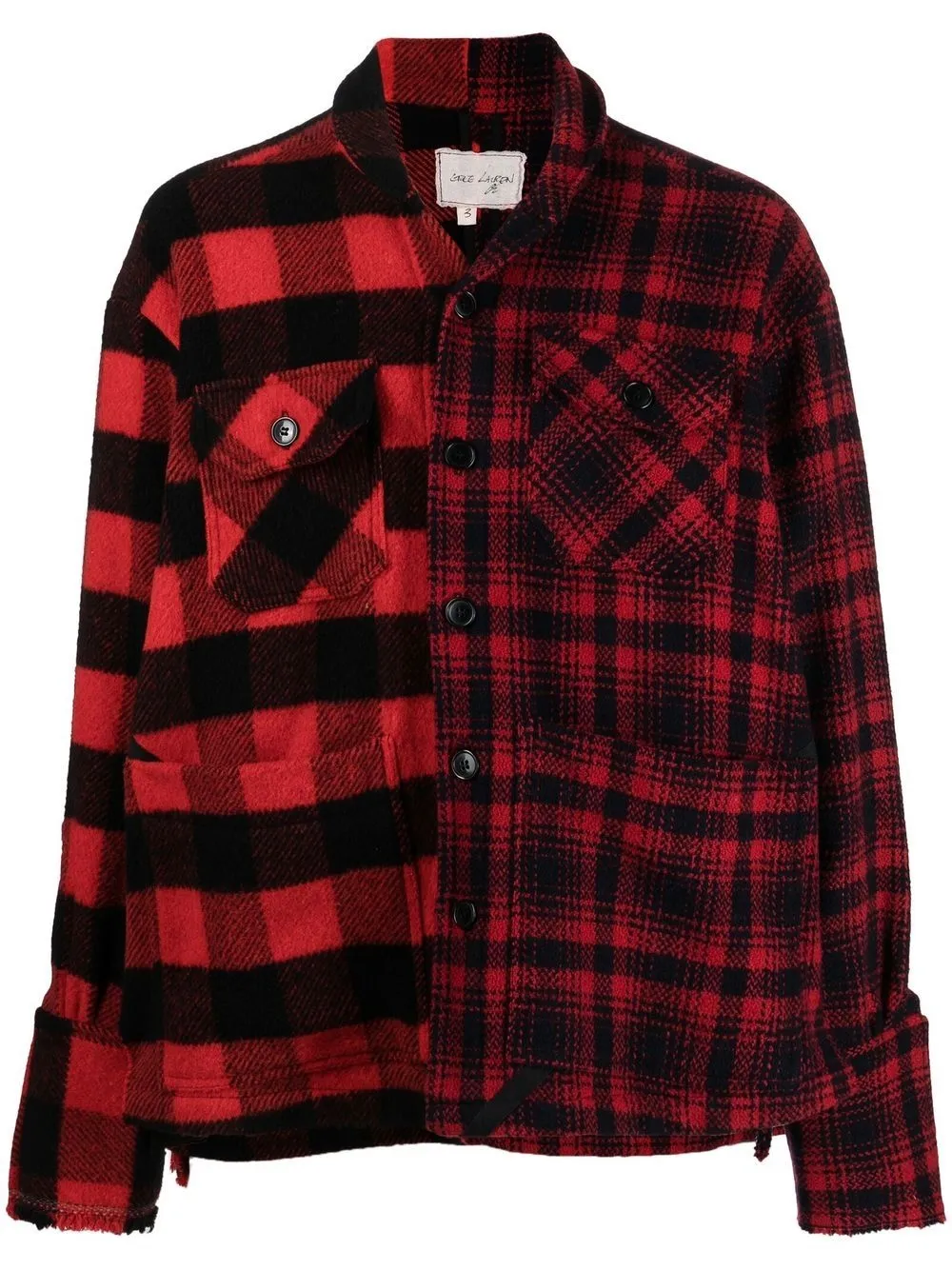 Greg Lauren Checked Shirt Jacket In Black
