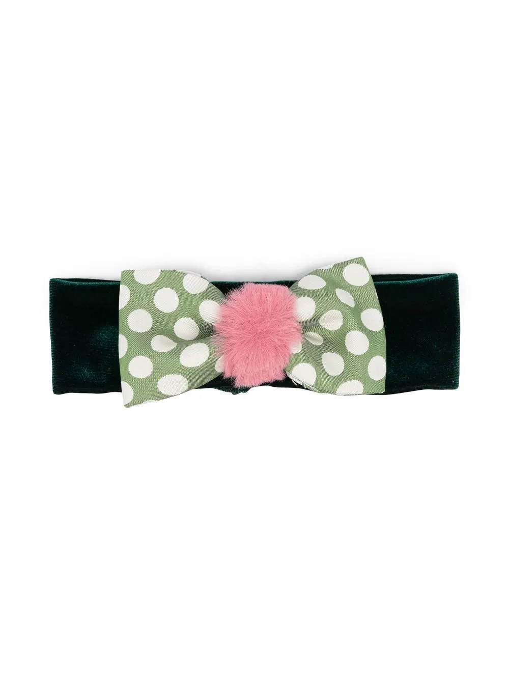La Stupenderia Kids' Velvet-finish Bow Headband In Q13-82 Green