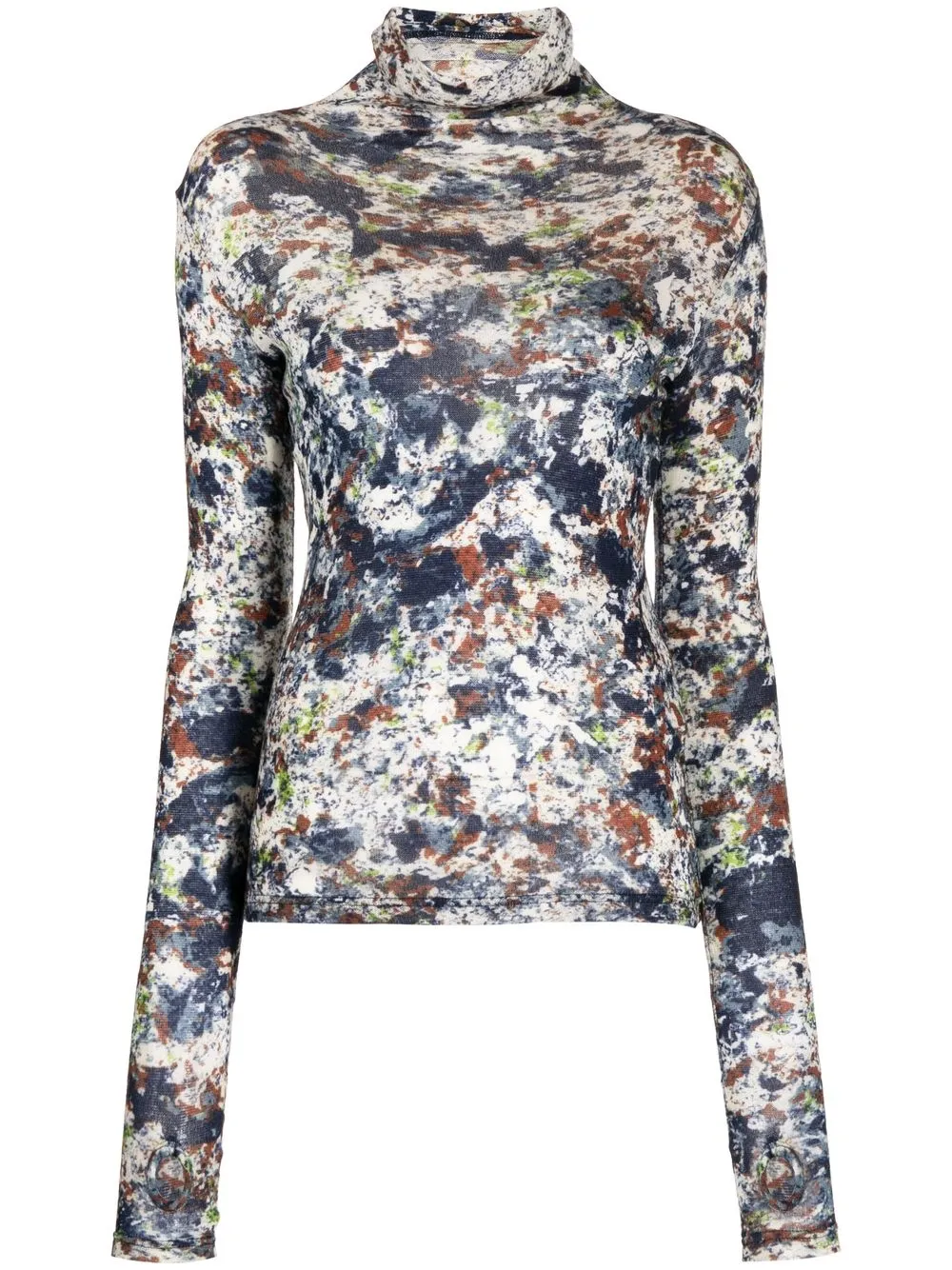 

Y's marble print roll neck sweater - Yellow