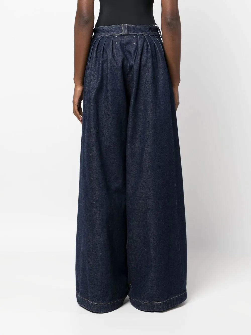 Maison Margiela Pleated Wide-leg Denim Pants In Blue | ModeSens