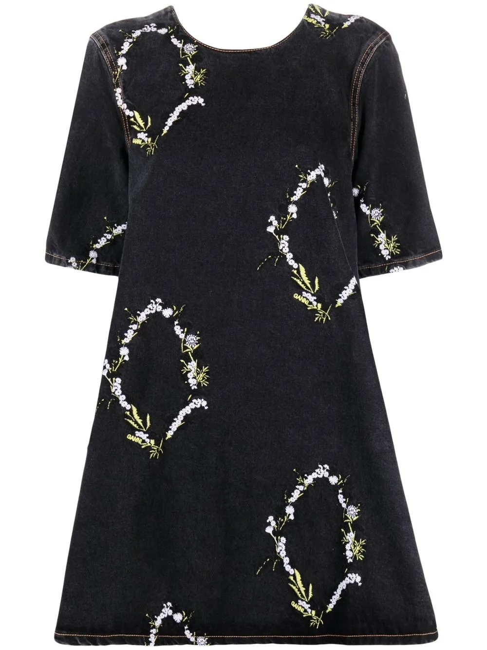 

GANNI floral-print mini dress - Black