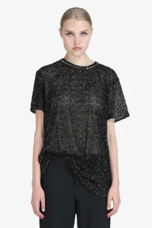 Crystal-Embellished Sequin T-Shirt