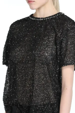 Crystal-Embellished Sequin T-Shirt