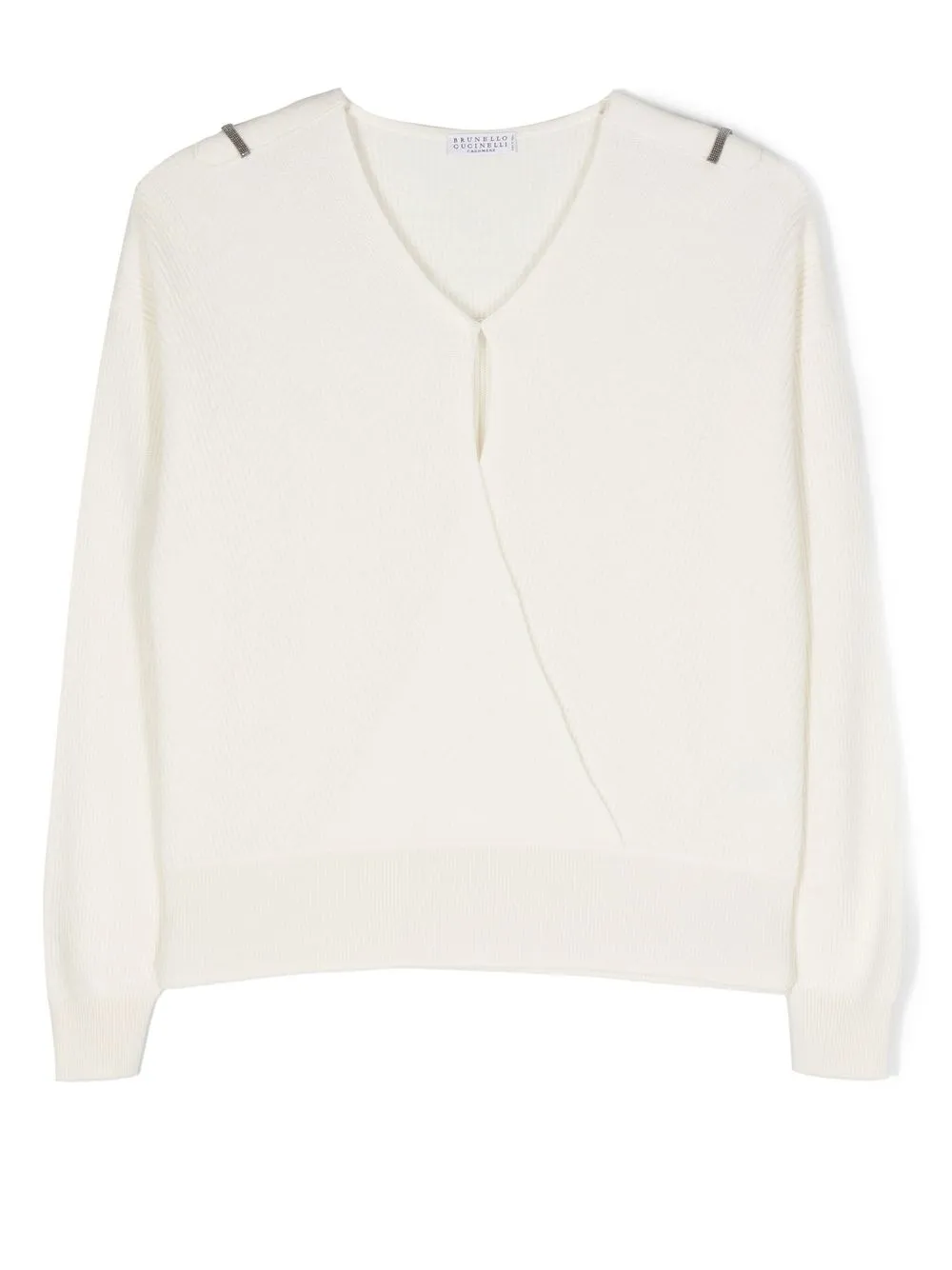 

Brunello Cucinelli Kids V-neck fine-knit jumper - White